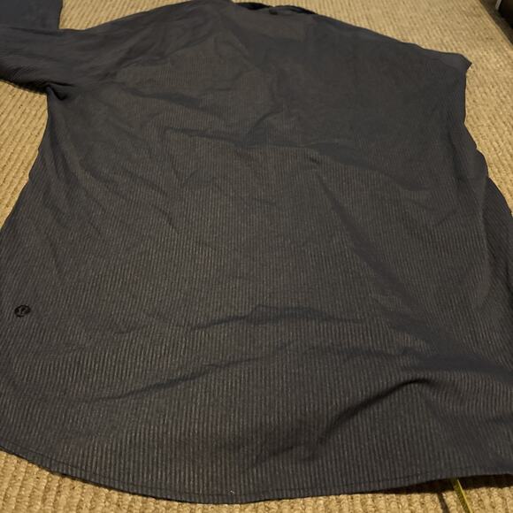 Lululemon Men's Sz L Bonded Voyage L/S Stretch Shirt Heather Blue Stripe M090803 - Picture 9 of 10